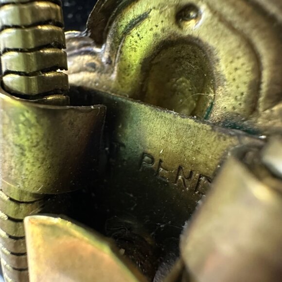 Vintage Jack Smile Egyptian Revival Art Deco Style Brass Bolo Necklace - Picture 15 of 16